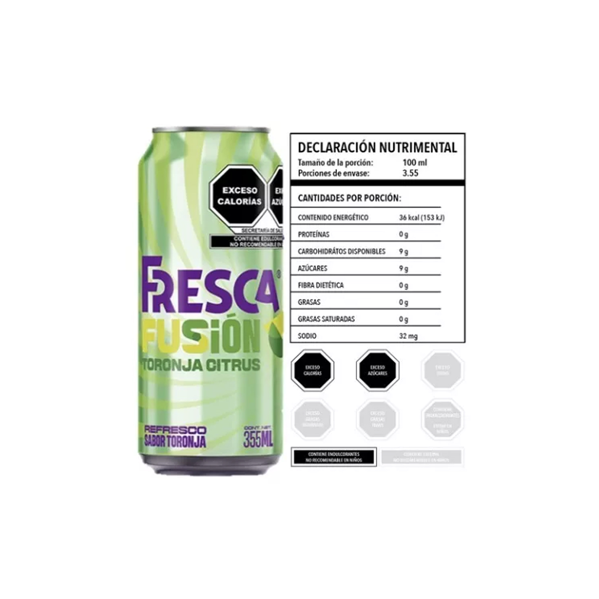 Refresco Fresca Fusion Toronja Citrus 3 Piezas de 355 ml c/u