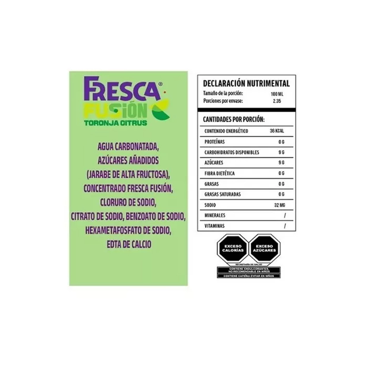Refresco Fresca Fusion Toronja Citrus 3 Piezas de 355 ml c/u