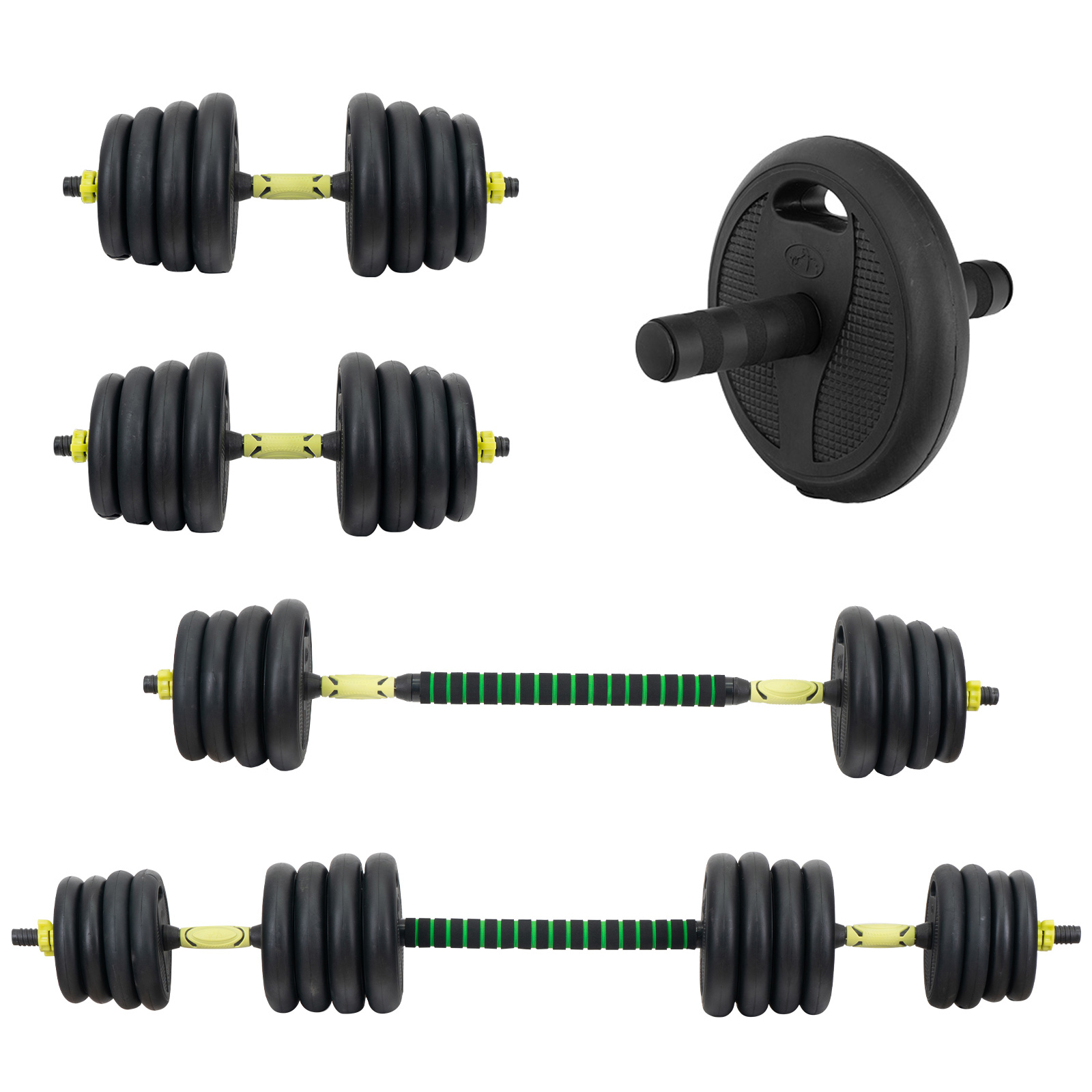 Altera Set de pesas de Cemento 4 en 1 hasta 40 kg Ajustables con varilla de conexión y barra abdominal para ejercicio en casa