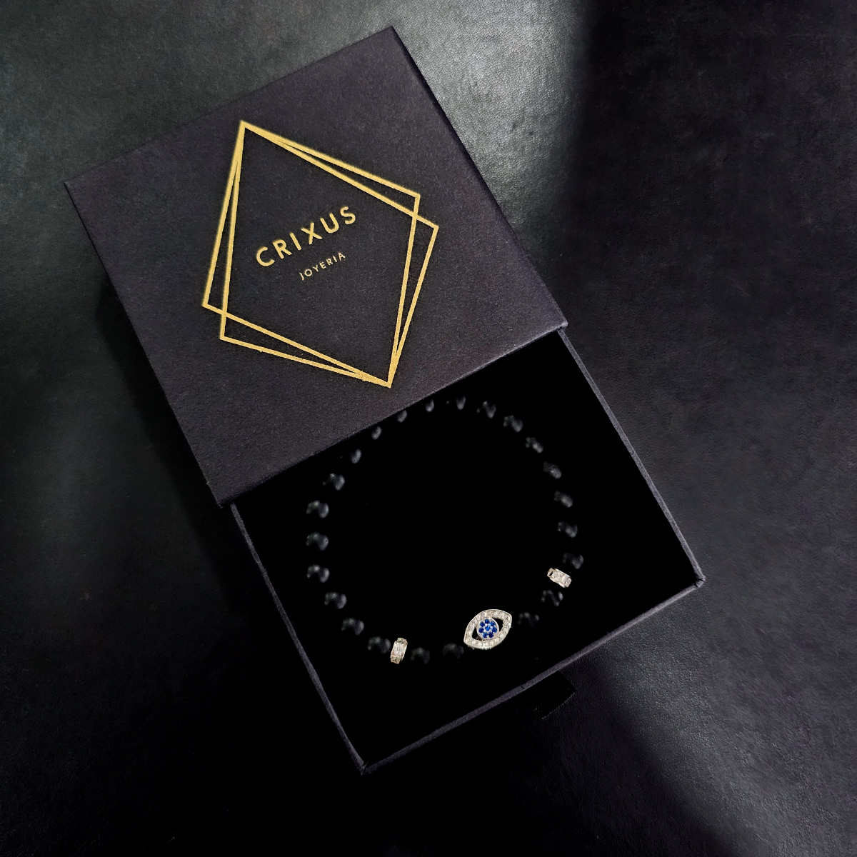 Pulsera Ojo turco Plata .925 Hombre de Piedra Ónix