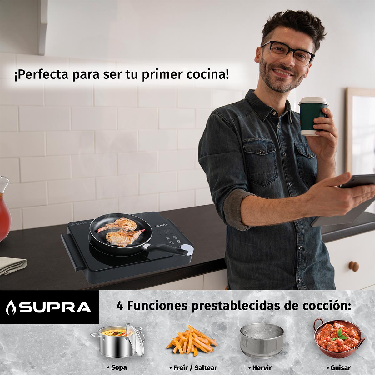 PARRILLA ELECTRICA DE VITROCERÁMICA DE 1 QUEMADOR SUPRA.