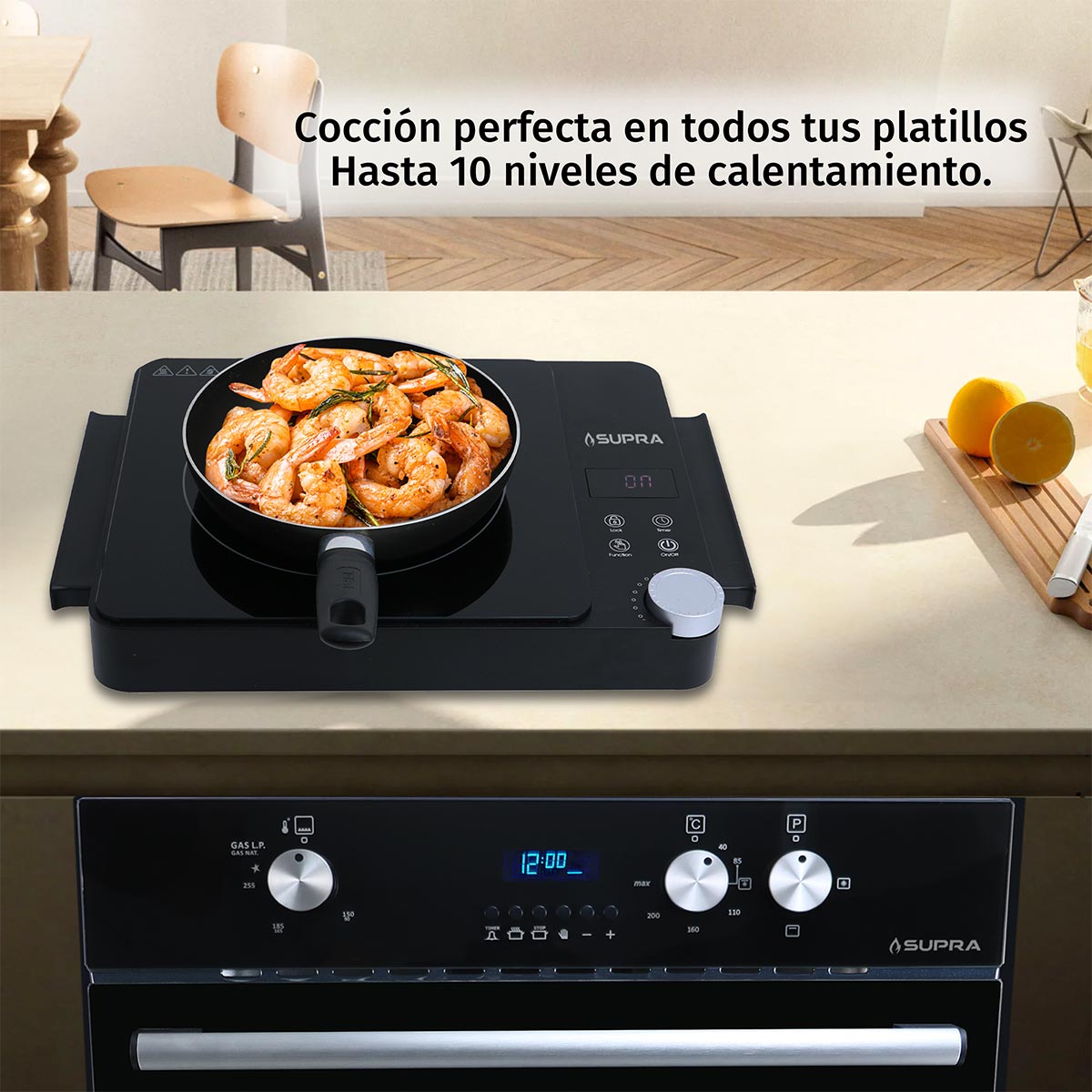 PARRILLA ELECTRICA DE VITROCERÁMICA DE 1 QUEMADOR SUPRA.