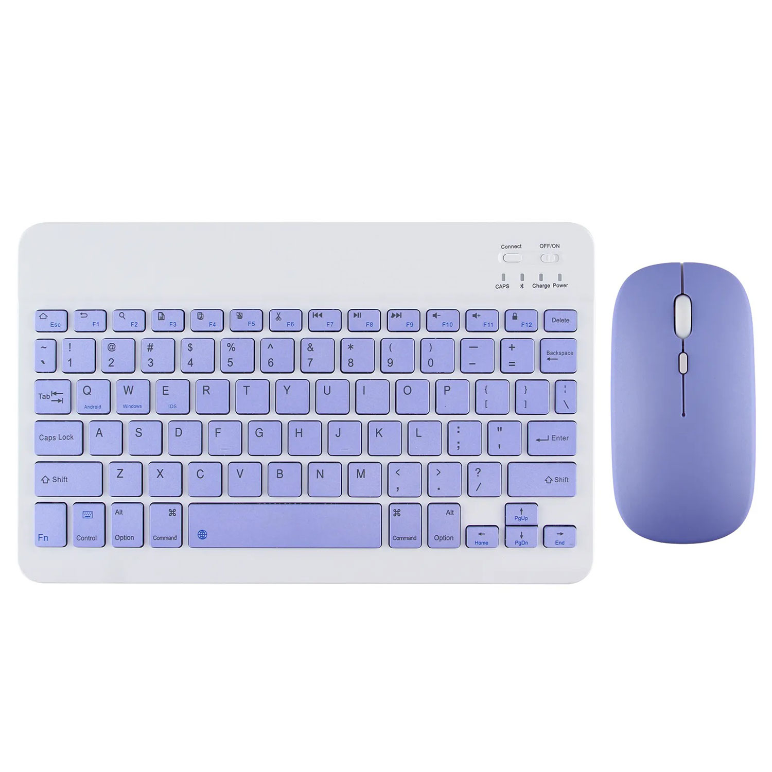 Teclado Bluetooth + Ratón Inalámbrico Para Tablet iPad Celular Pc Laptop De 7 PLG. (Morado).