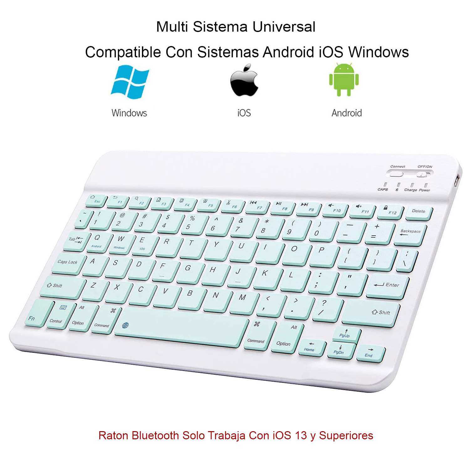 Teclado Bluetooth + Ratón Inalámbrico Para Tablet iPad Celular Pc Laptop De 7 PLG. (Verde).