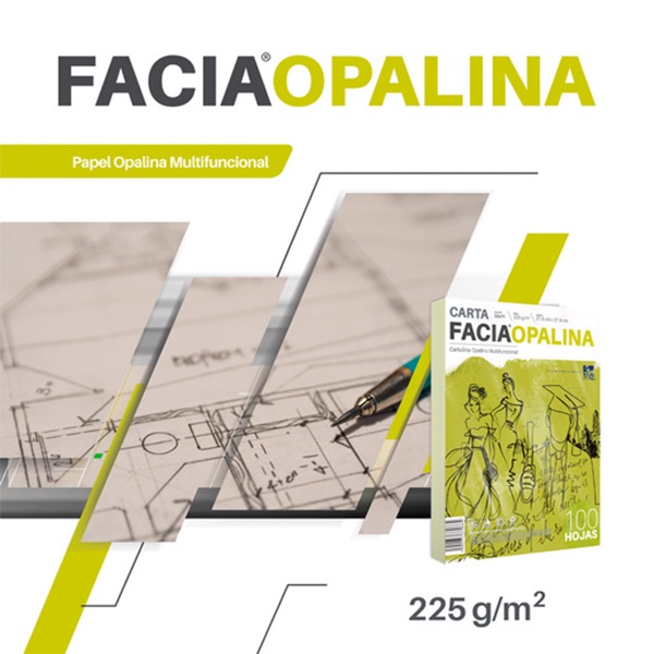 Papel Facia Opalina Blanco 225 Gr Carta - Paquete 100 Hojas
