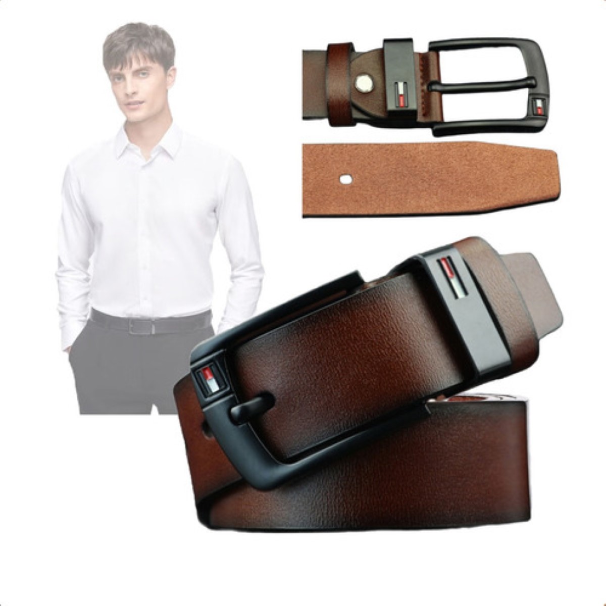 Cinturón De Piel Hombre Excelente Calidad Marrón Talla:120