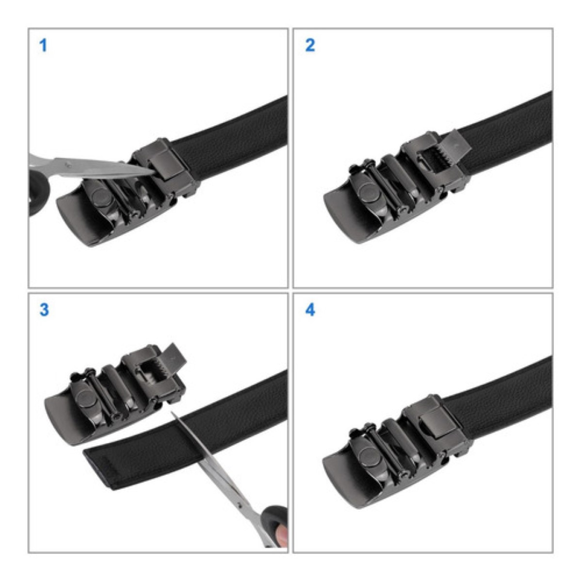 Cinturon De Piel Genuino Con Hebilla Automatica Ajustable Black Talla:125