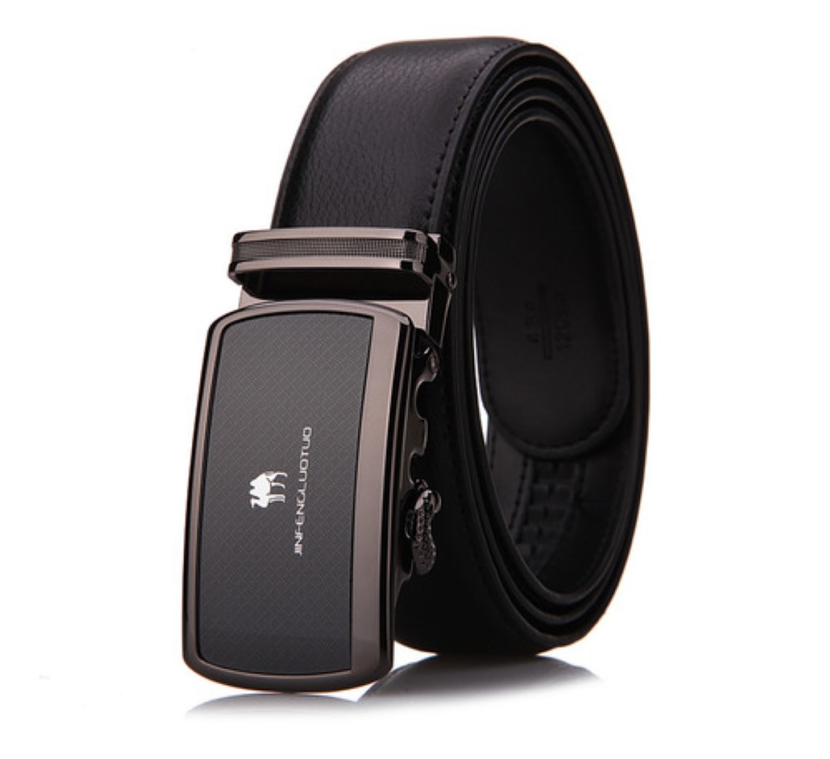 Cinturon De Piel Genuino Con Hebilla Automatica Ajustable Black Talla:125