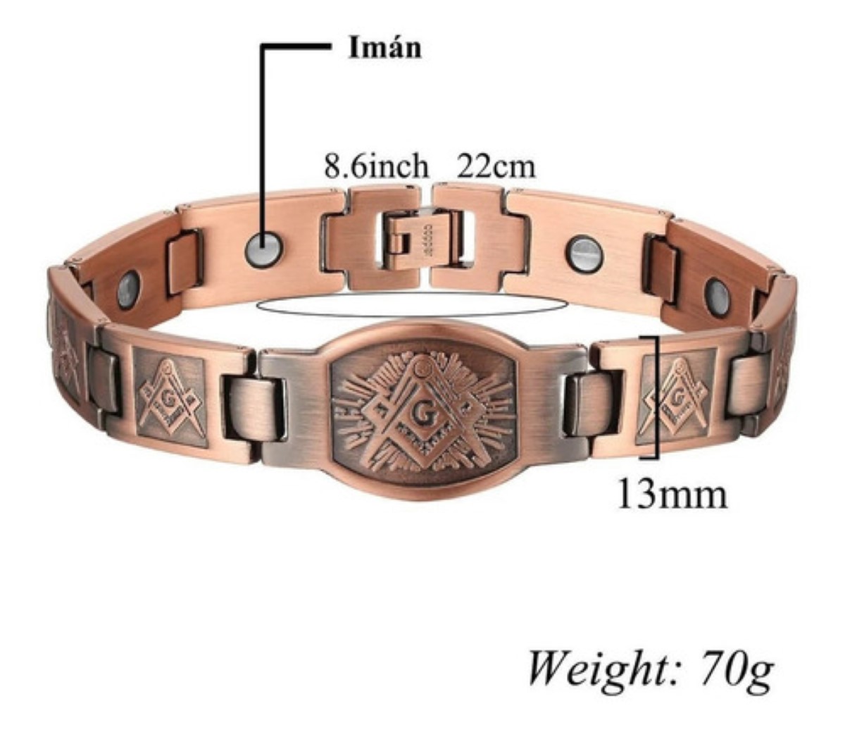 Pulsera De Terapia De Cobre Puro Magnético De Neodimio 