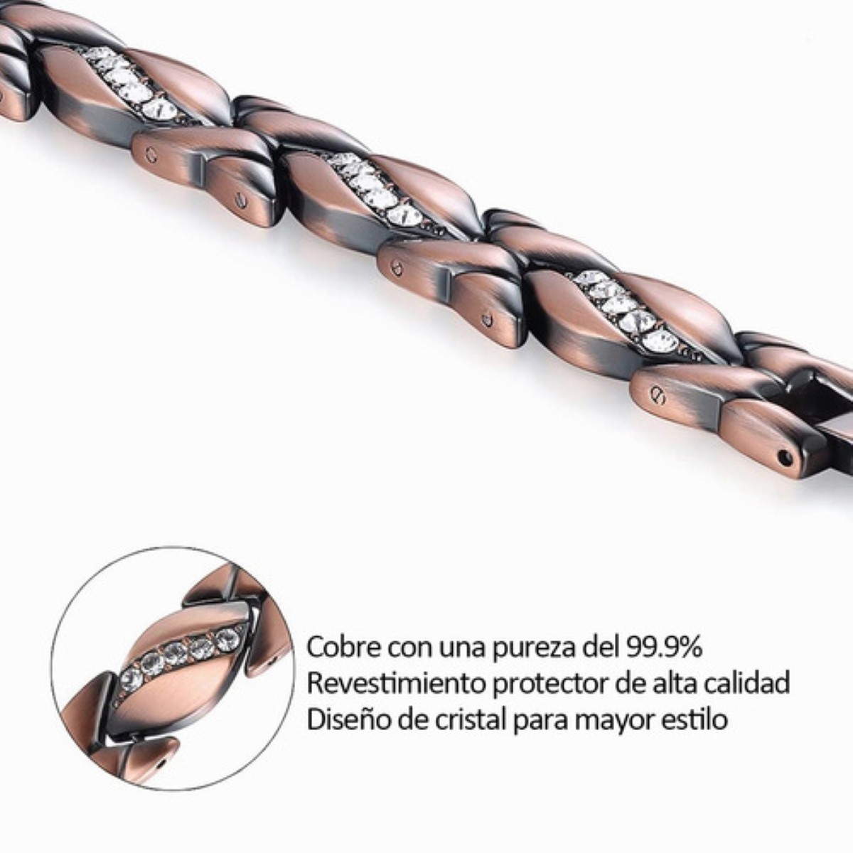Pulsera Magnética Con Eslabones De Cobre Para Mujer