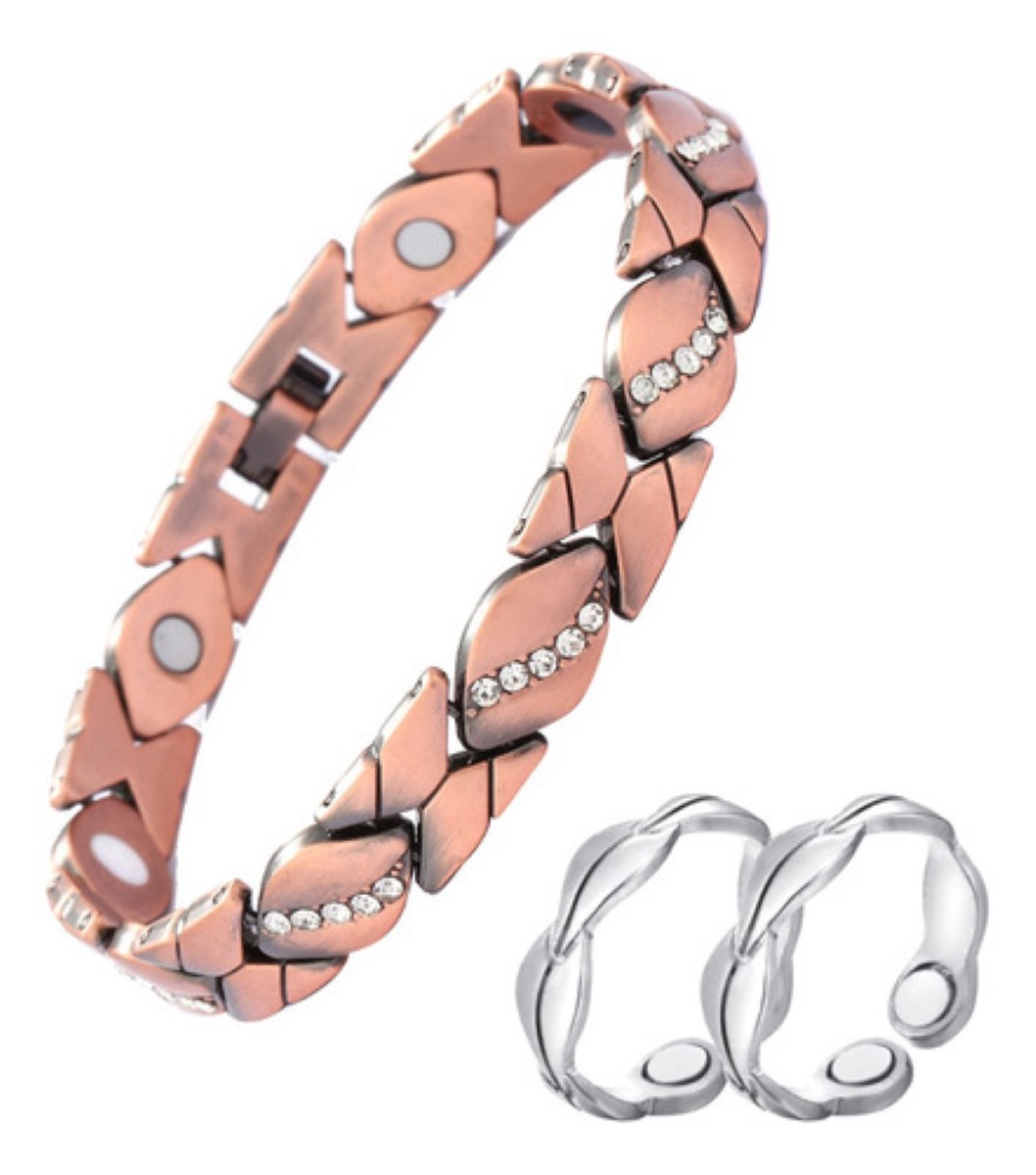 Pulsera Magnética Con Eslabones De Cobre Para Mujer