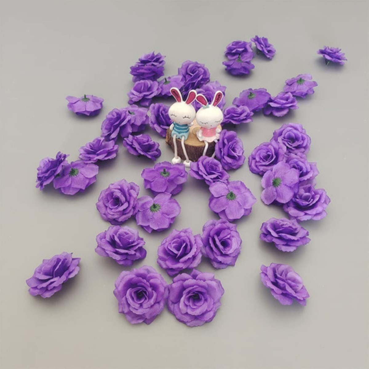 50 Flores Artificiales Decoración Para Bodas,morado Oscuro