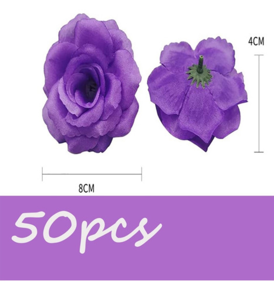50 Flores Artificiales Decoración Para Bodas,morado Oscuro