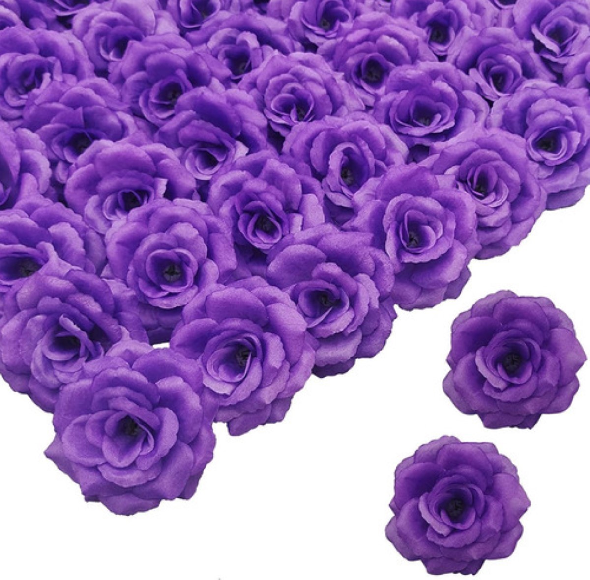 50 Flores Artificiales Decoración Para Bodas,morado Oscuro