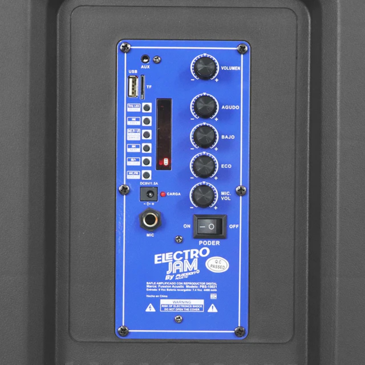 BAFLE AMPLIFICADO FUSSION PBS-15021 ELECTRO JAM 15" 40 000W P.M.P.O ENDY12.