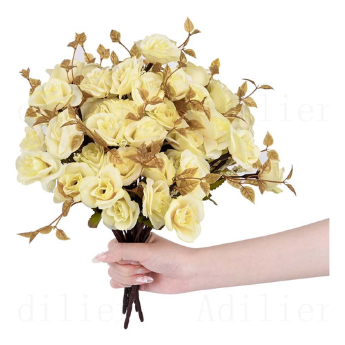 5 Ramos Flores Artificiales Decoracion Hogar 70 Flores AMARILLA