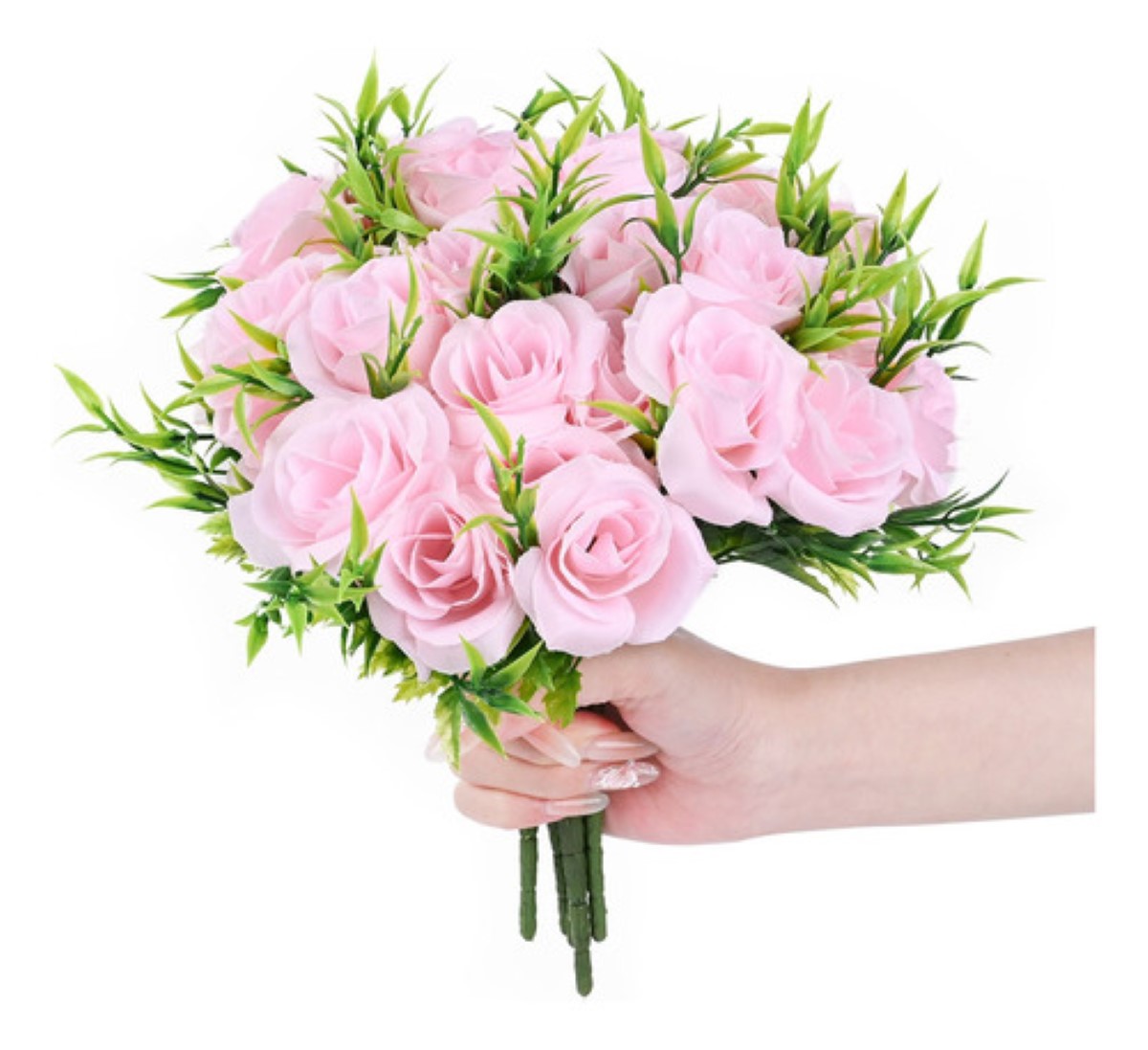 5 Ramos Flores Rose Artificiales Rama Decorativa 35 Flores ROSA CLARO