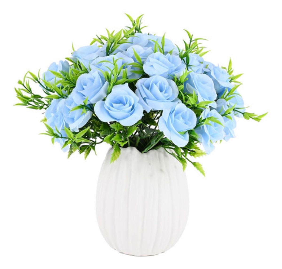 5 Ramos Flores Rose Artificiales Rama Decorativa 35 Flores AZUL