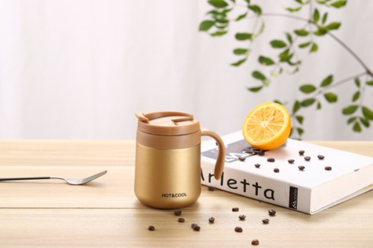 Termo De Acero Inoxidable Para Oficina, Para Café 500ml Dorado