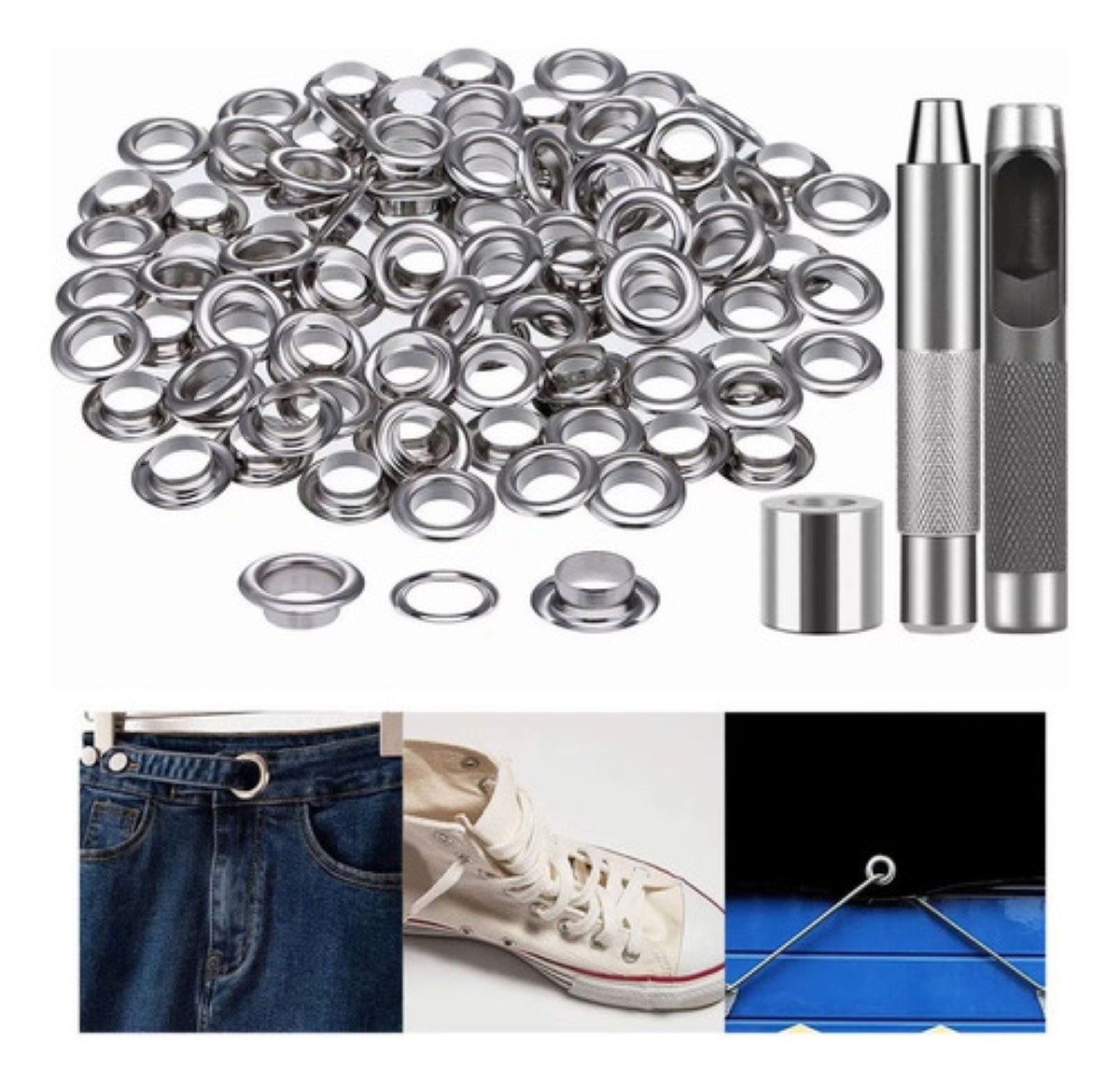Kit De 1000 Ojales Metálicos De 12 Mm + Herramienta - Acero Inoxidable, Para Lonas, Cortinas, Manualidades
