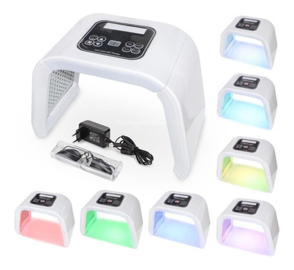 Máquina Terapia Facial Con Luz Led 7 Colores Cuidado De Piel blanco