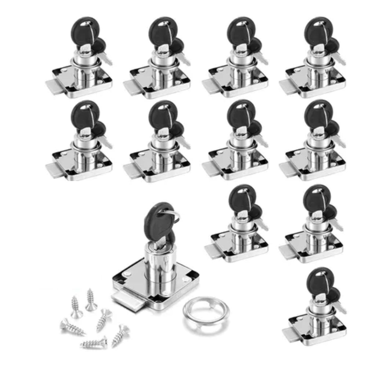 12pcs Cerradura Chapa Para Muebles Cajones Closet Con Llaves gris