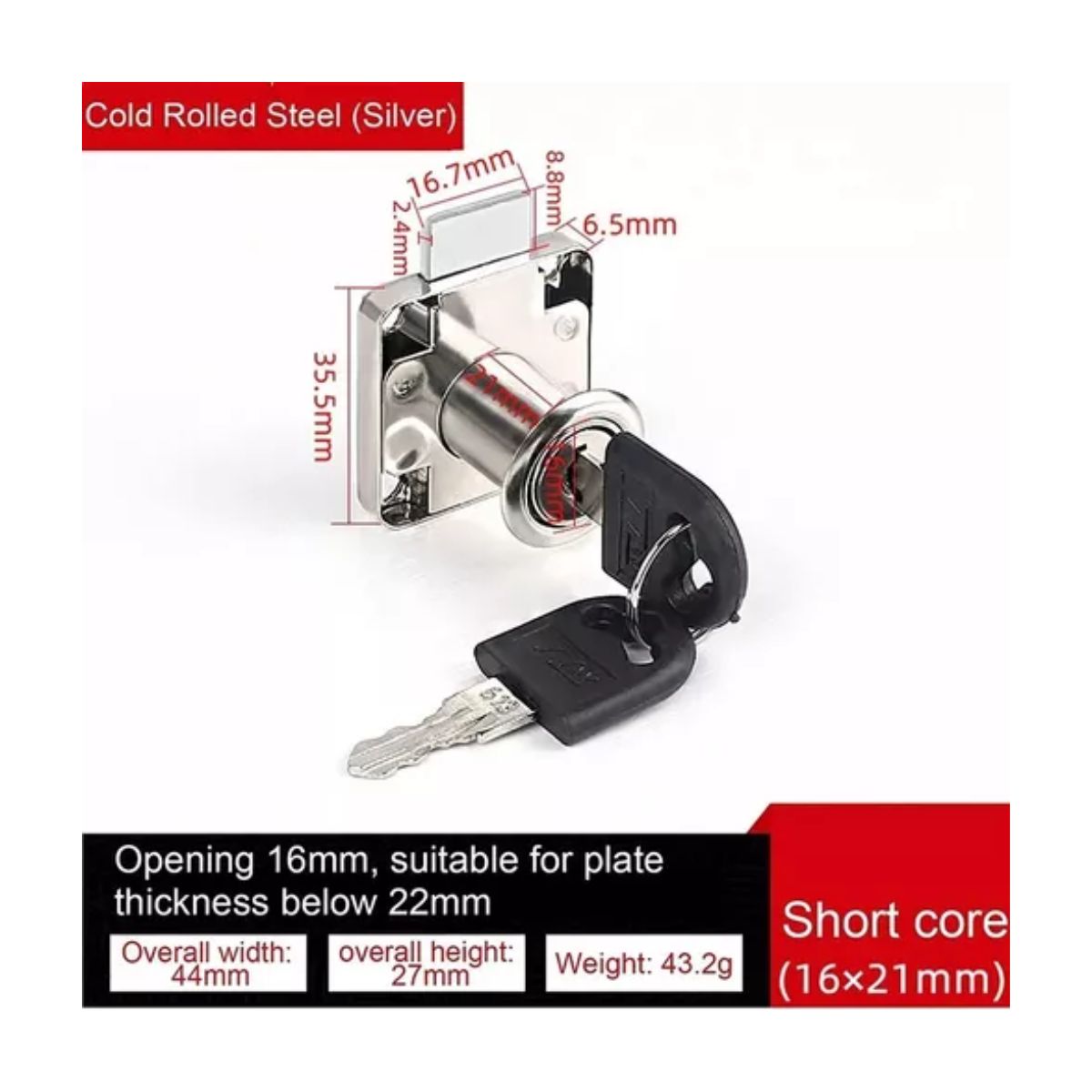 12pcs Cerradura Chapa Para Muebles Cajones Closet Con Llaves gris