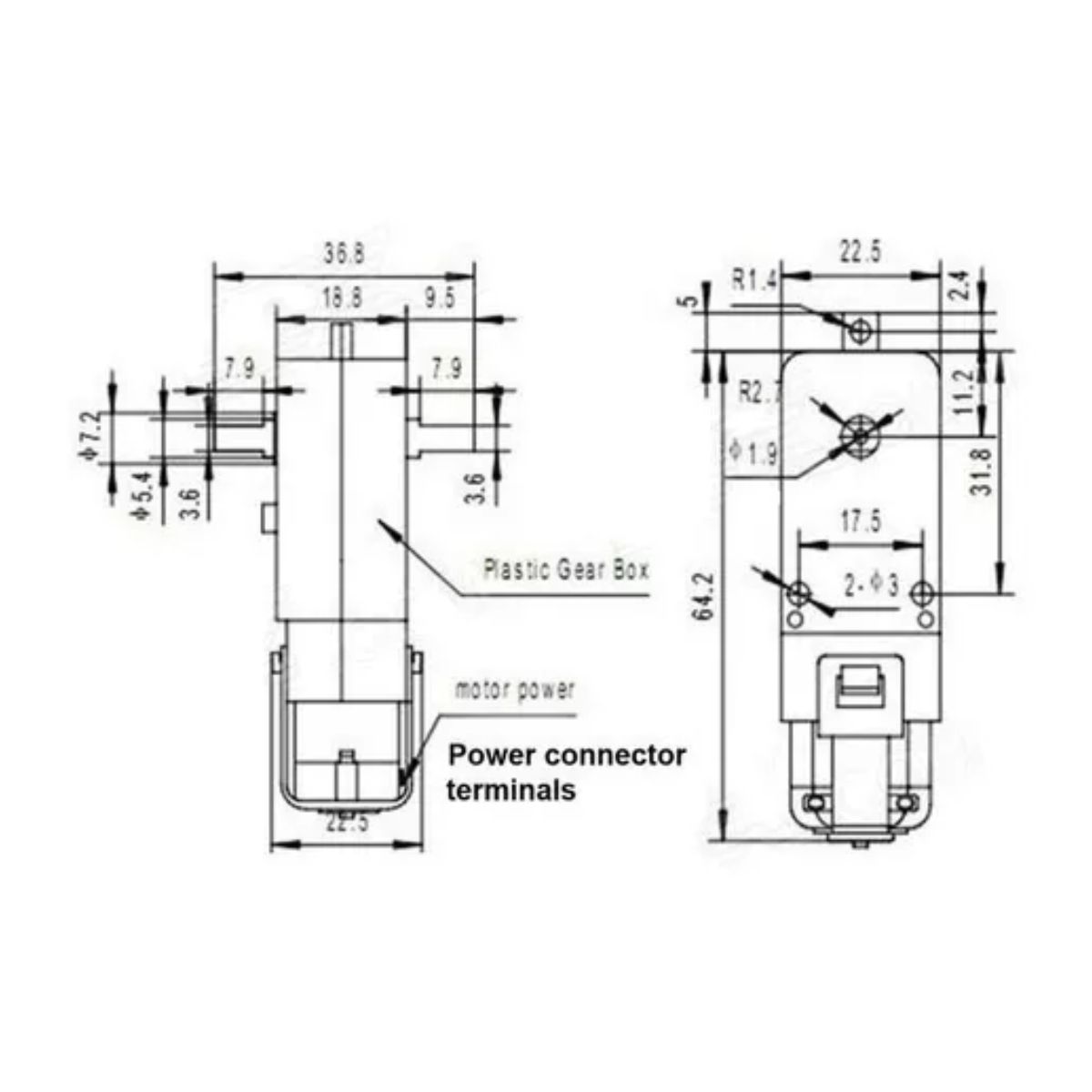 10 Pieza Motorreductor Recto 48:1 Motor 2 Ejes Carro amarillo