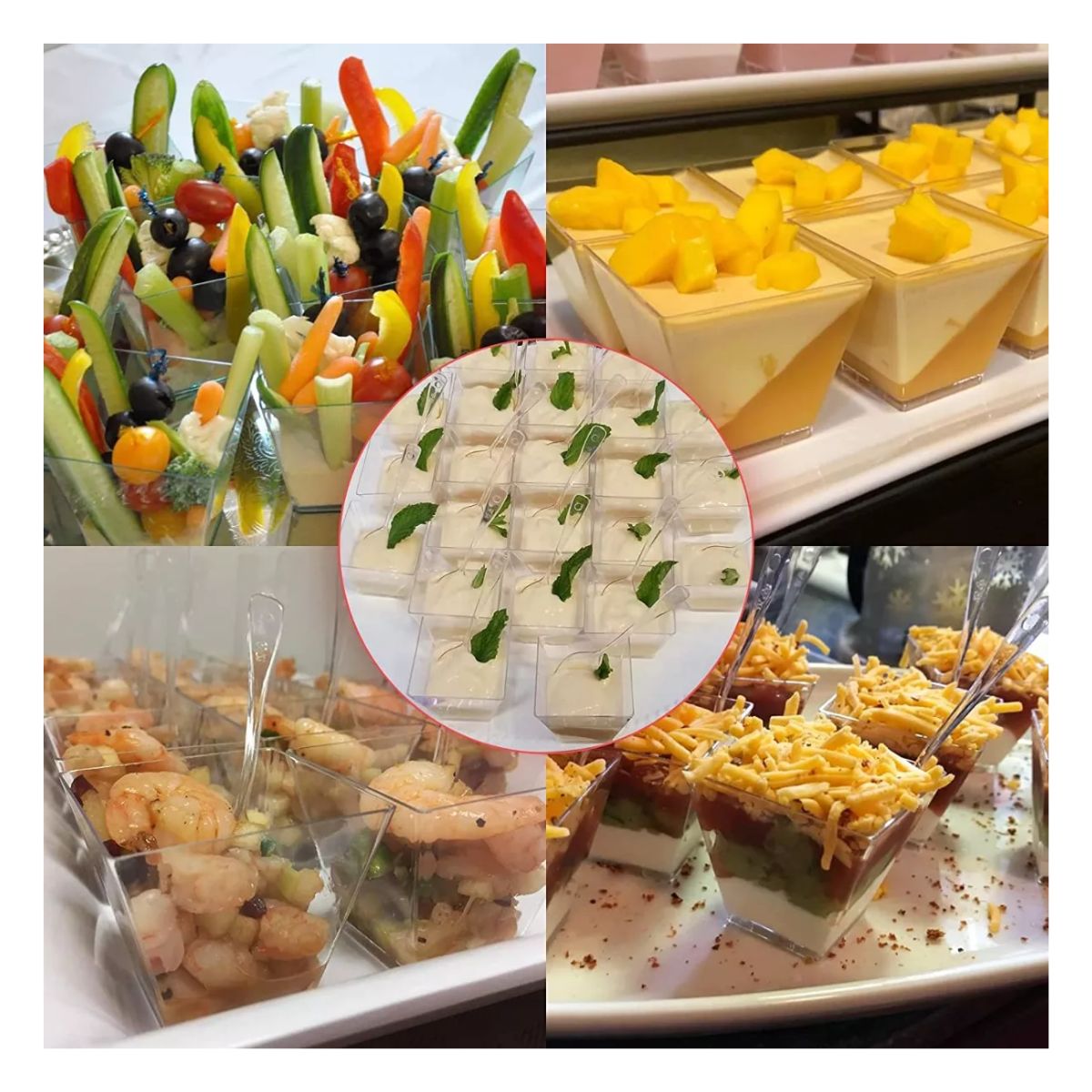 Mini Vasitos Postres Reposteria Plastico Con Cuchara 50 pzas transparente