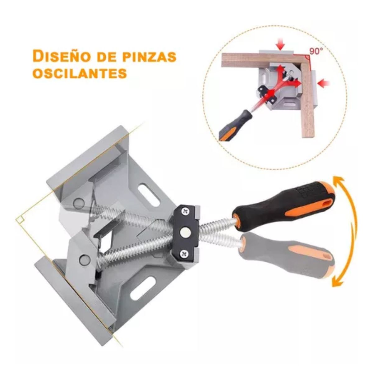 Prensa Esquinera Para Madera Y Metal Apertura 90 4 Piezas gris