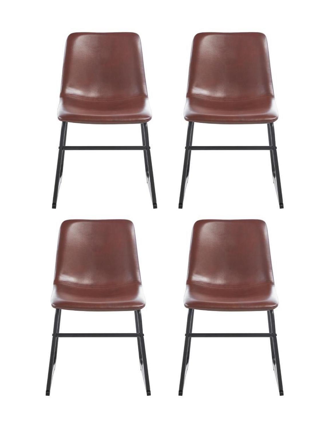 Set de 4 Sillas de Comedor Tapizado de Ecocuero Café