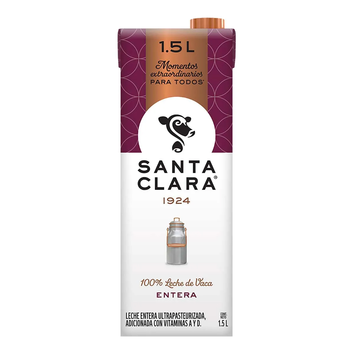 Leche Santa Clara Entera 1.5 litros Pack con 10 Piezas