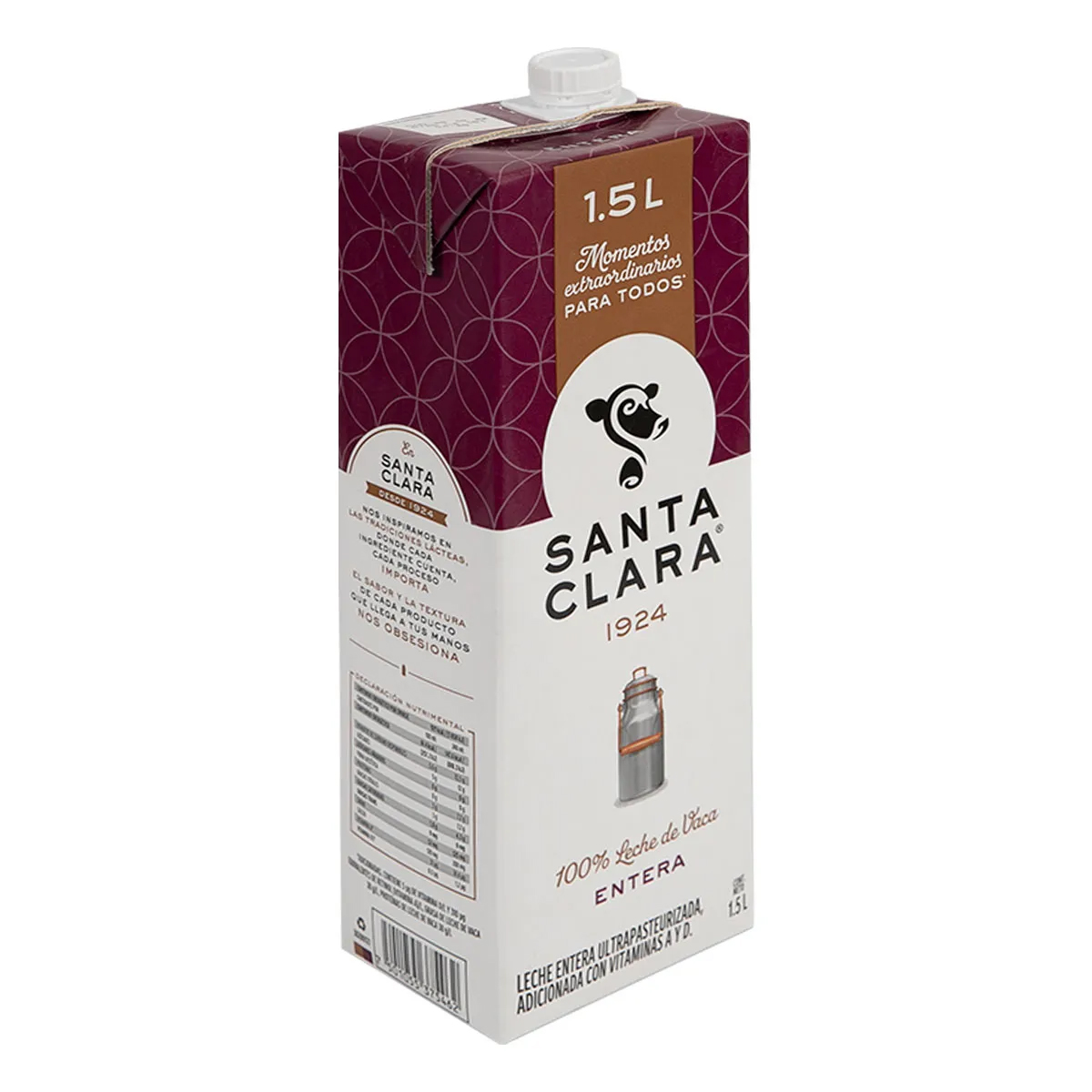 Leche Santa Clara Entera 1.5 litros Pack con 4 Piezas