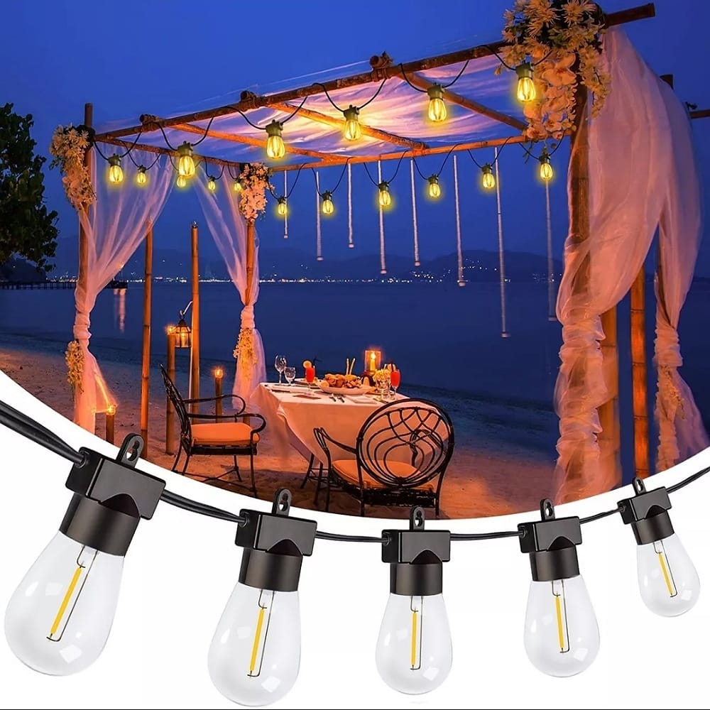 Cadena De Luces Led Para Exteriores 15m Con 14 Focos Led