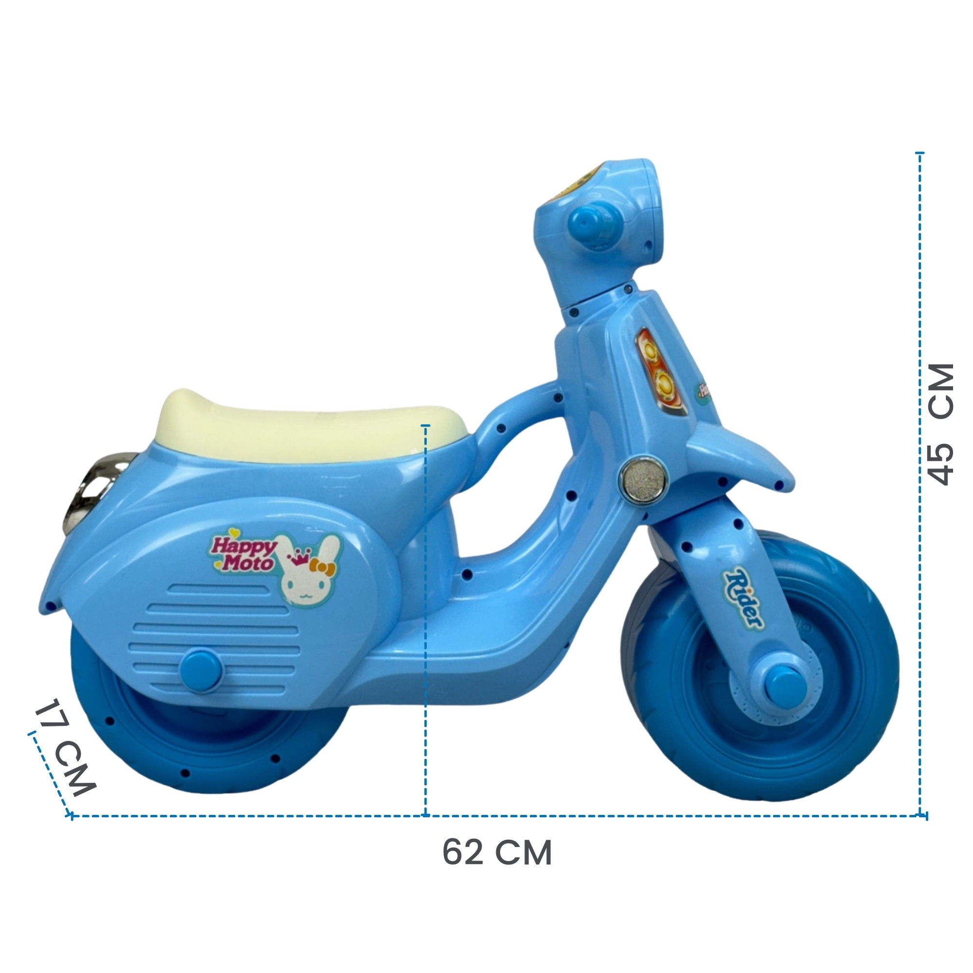 Montable para Niños Moto Correpasillos, largo 62 cm - Azul.