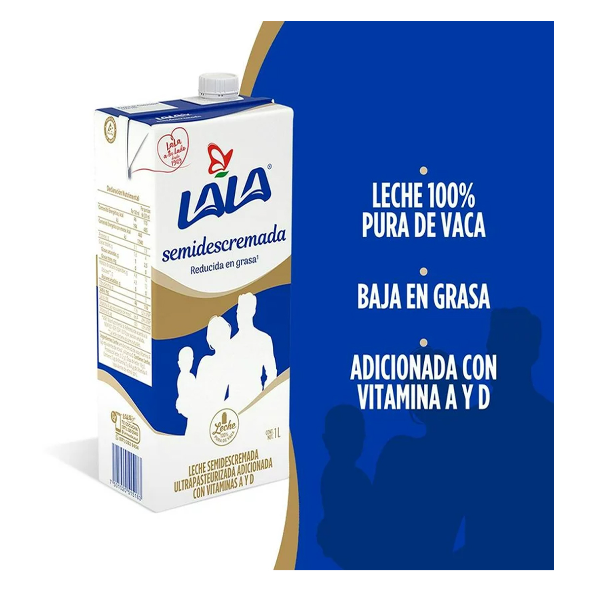 Leche Uht Lala Semidescremada 12 Piezas de 1 litro c/u