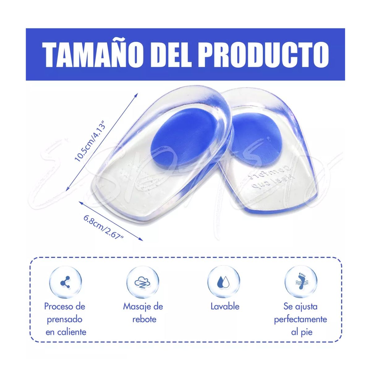 4 Par Talonera Espolón Plantillas Ortopédicas Gel Calcáneo AZUL