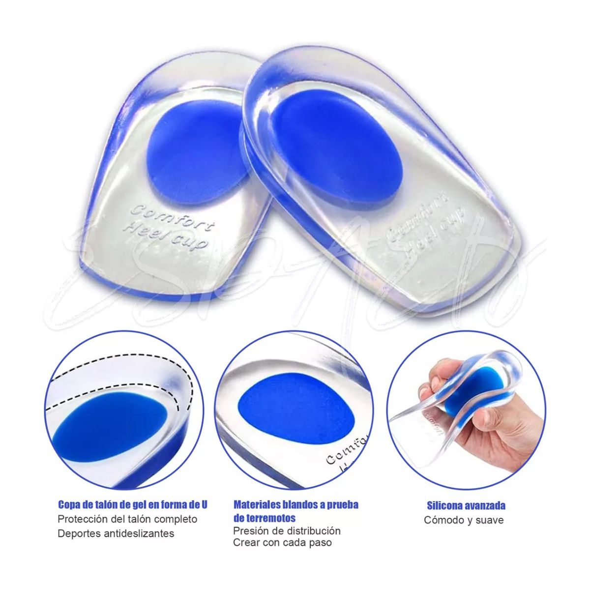 4 Par Talonera Espolón Plantillas Ortopédicas Gel Calcáneo AZUL