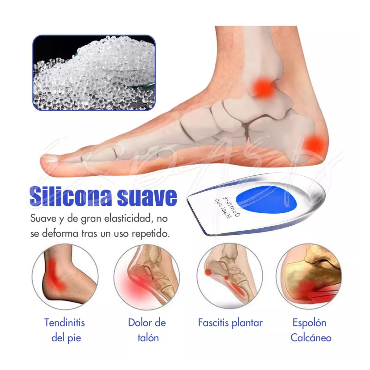 4 Par Talonera Espolón Plantillas Ortopédicas Gel Calcáneo AZUL