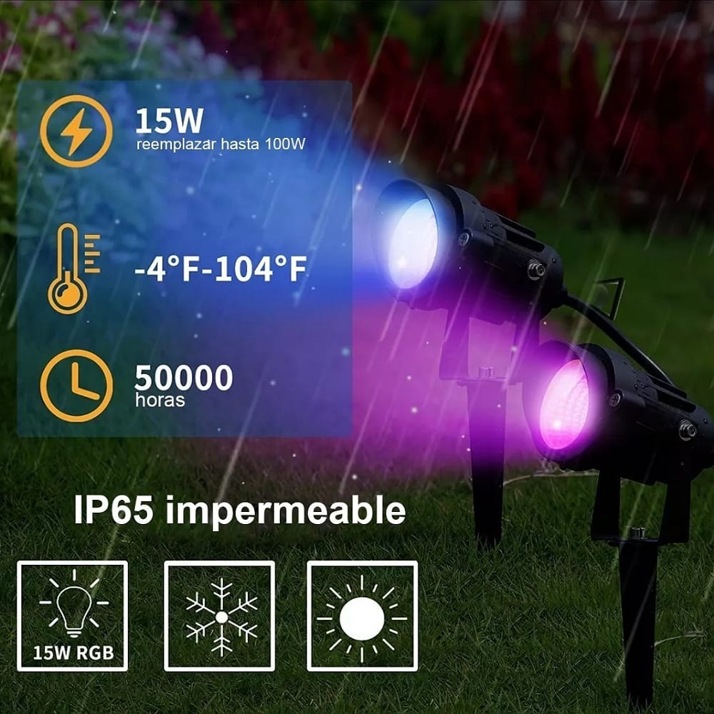 Reflector Led Exterior De 15 W, Reflectores Rgbcw, Luz Led,