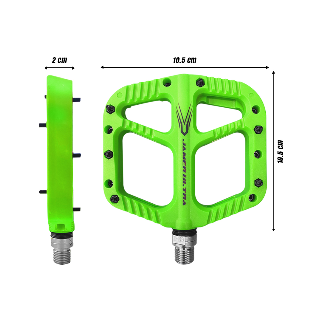 Pedal Bicicleta Nylon Mtb Pin Removible Eje De Cromoly Verde