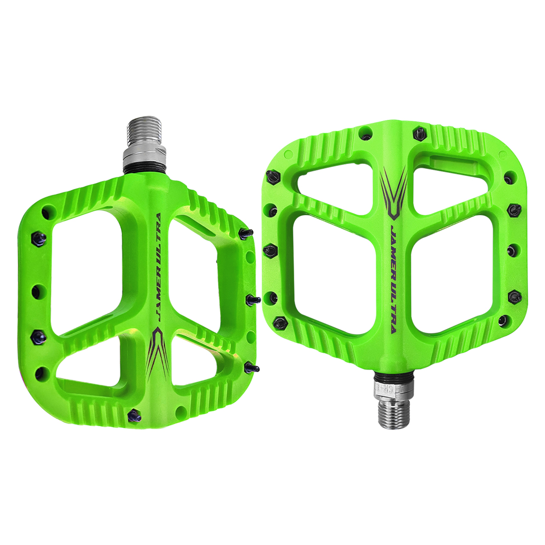 Pedal Bicicleta Nylon Mtb Pin Removible Eje De Cromoly Verde