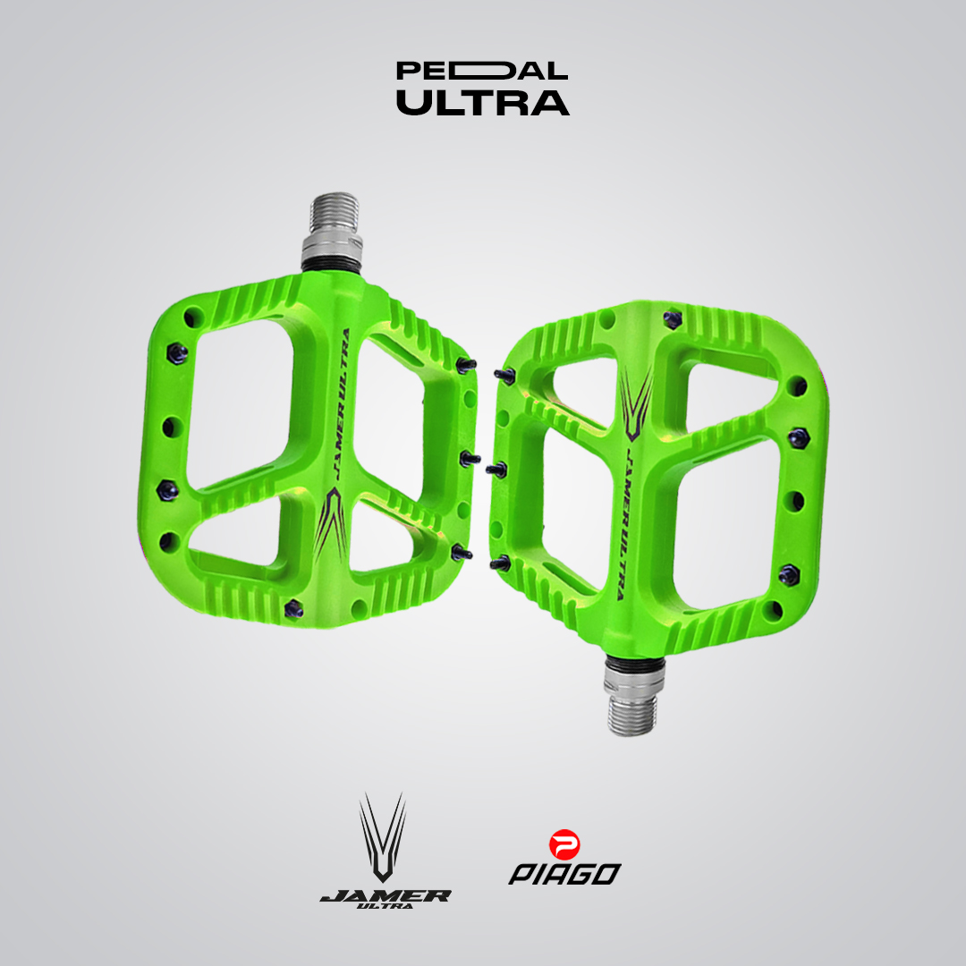 Pedal Bicicleta Nylon Mtb Pin Removible Eje De Cromoly Verde