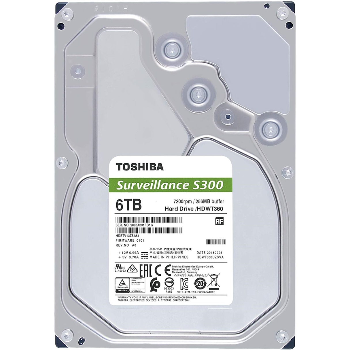 Disco Duro Para Videovigilancia Toshiba S300 Surveillance 3.5" 6TB SATA III 6Gbit/s 256MB Caché
