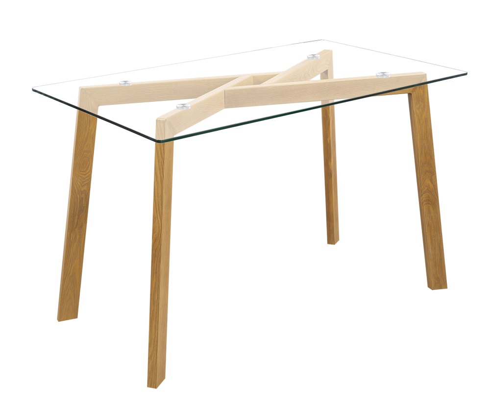 Comedor Neri Café 6 Sillas Rectangular Tubular y Cristal.