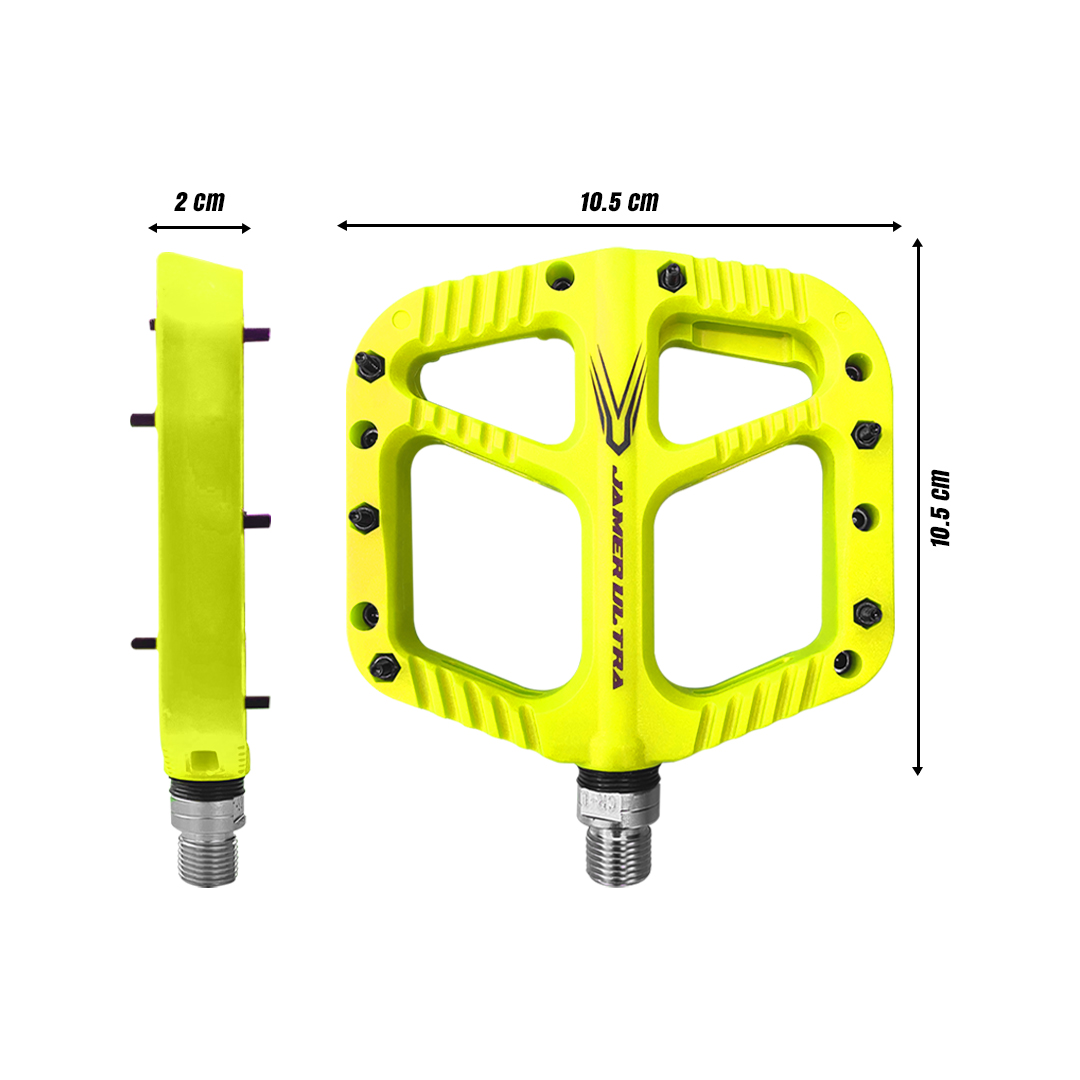 Pedal Bicicleta Nylon Mtb Pin Removible Eje De Cromoly Amarillo