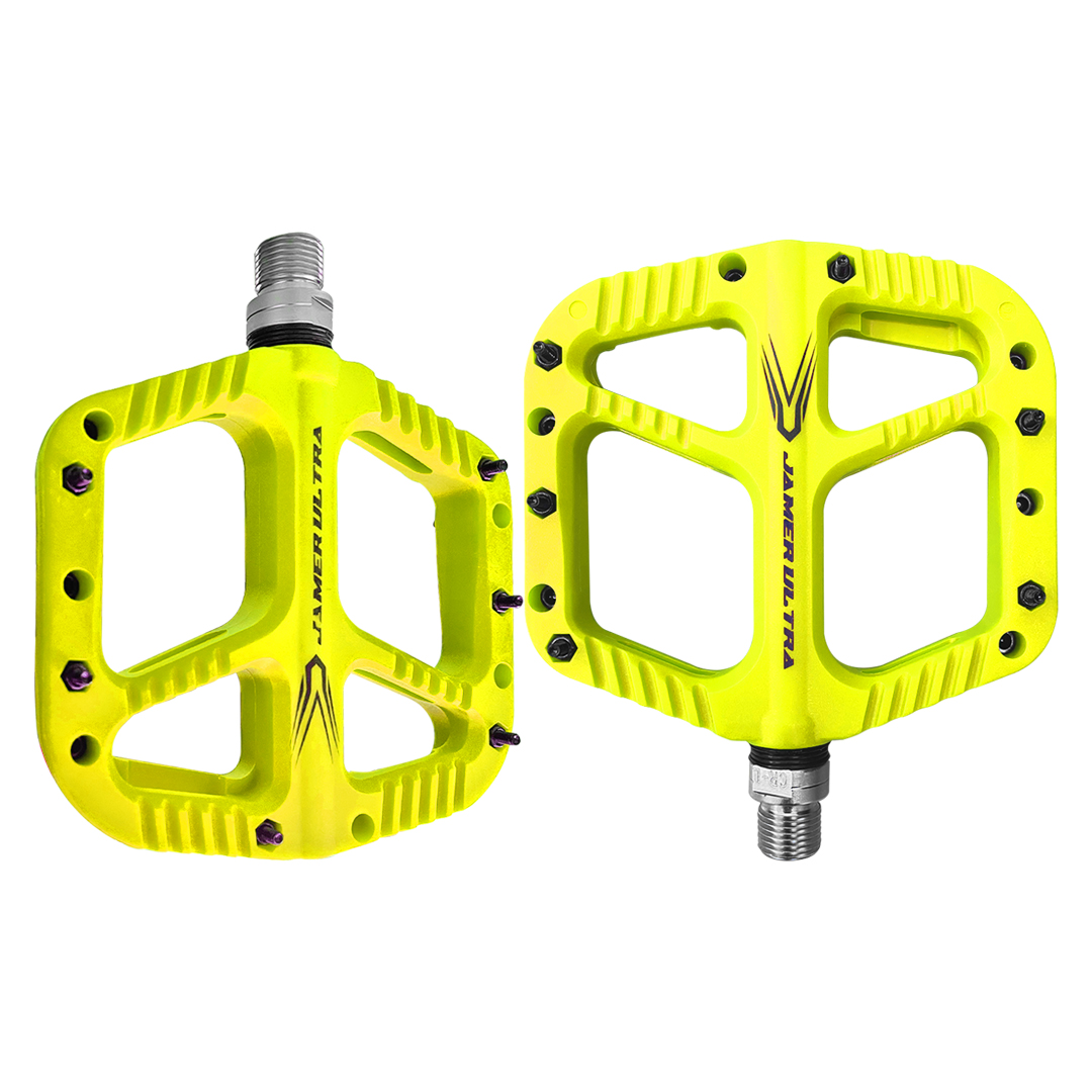 Pedal Bicicleta Nylon Mtb Pin Removible Eje De Cromoly Amarillo