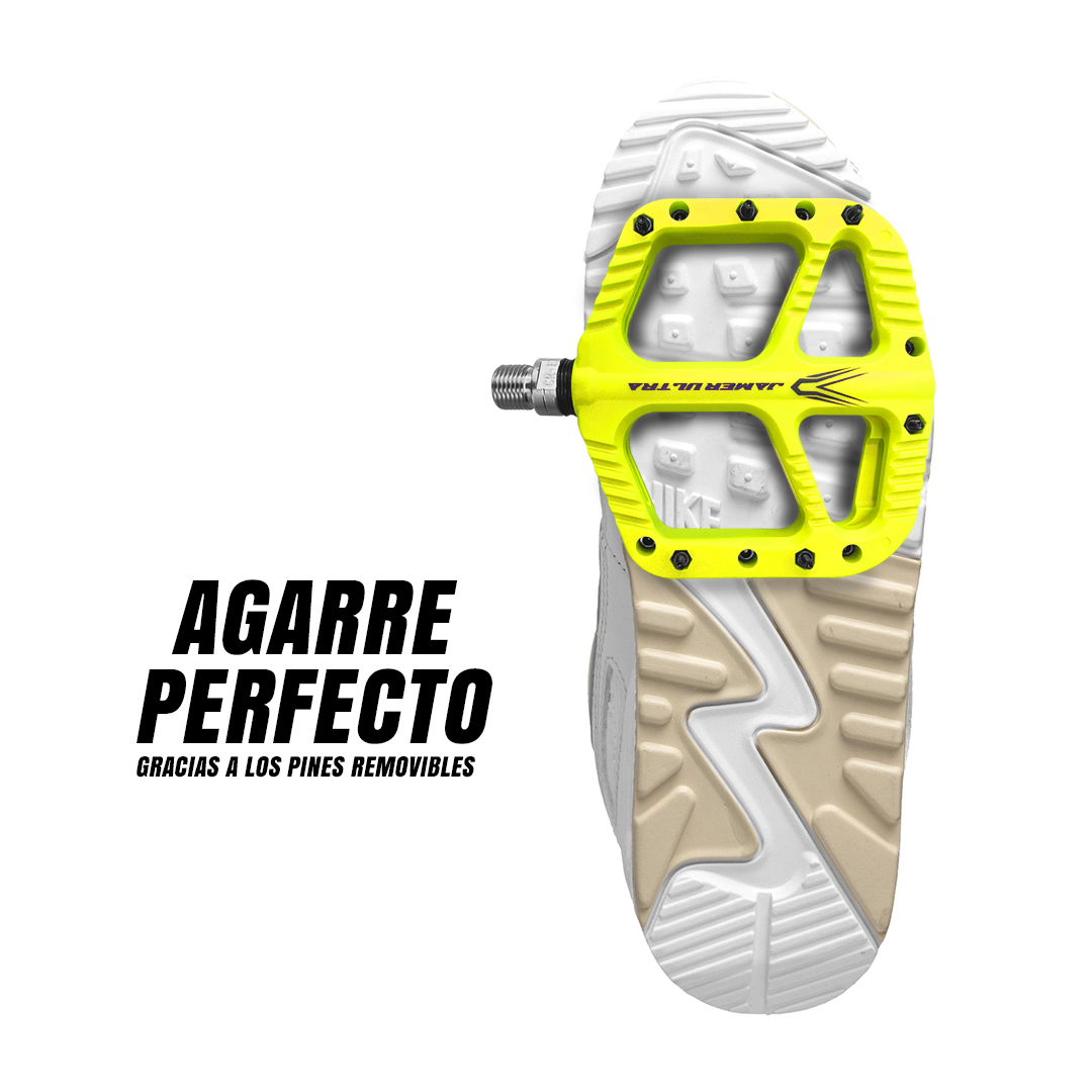 Pedal Bicicleta Nylon Mtb Pin Removible Eje De Cromoly Amarillo