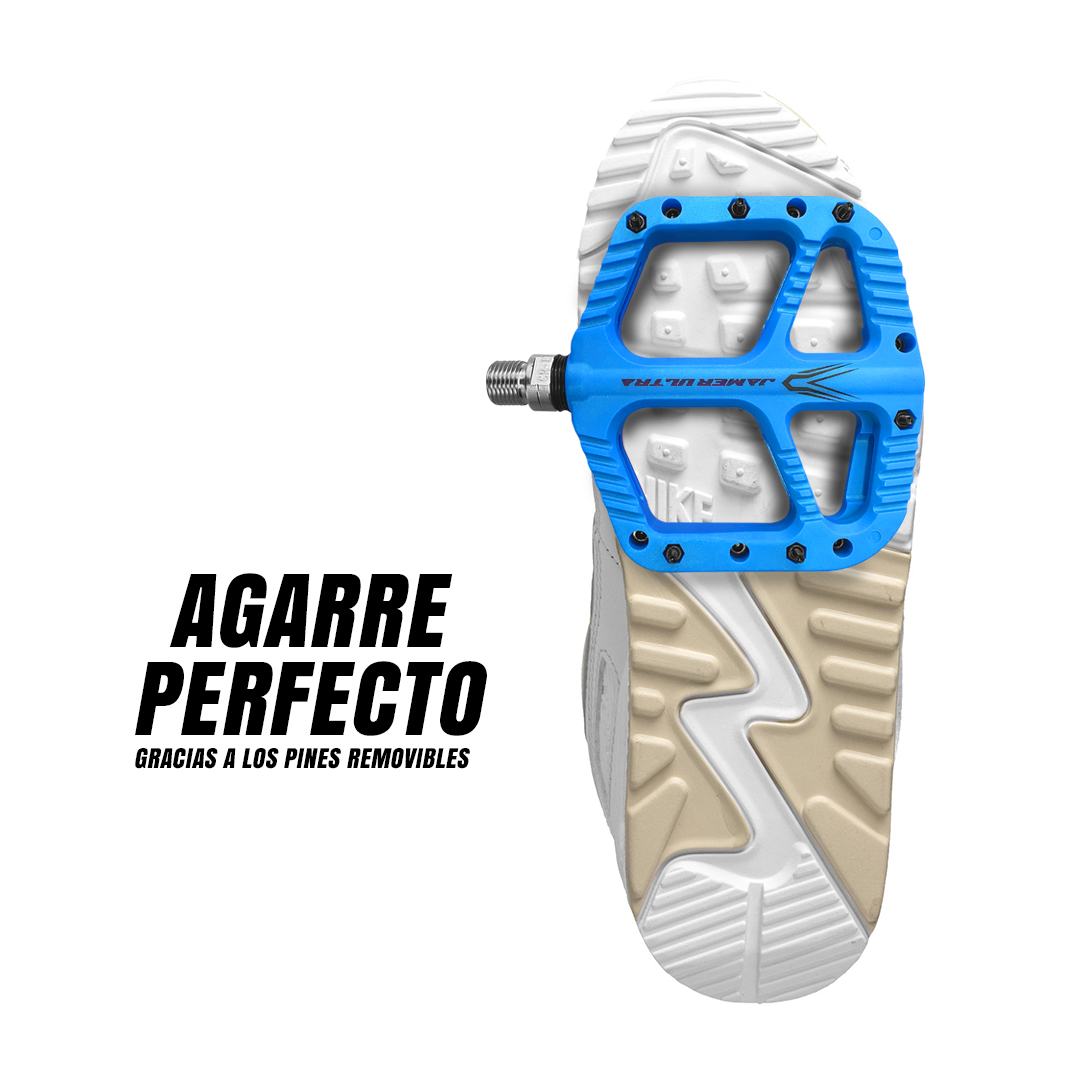 Pedal Bicicleta Nylon Mtb Pin Removible Eje De Cromoly Azul