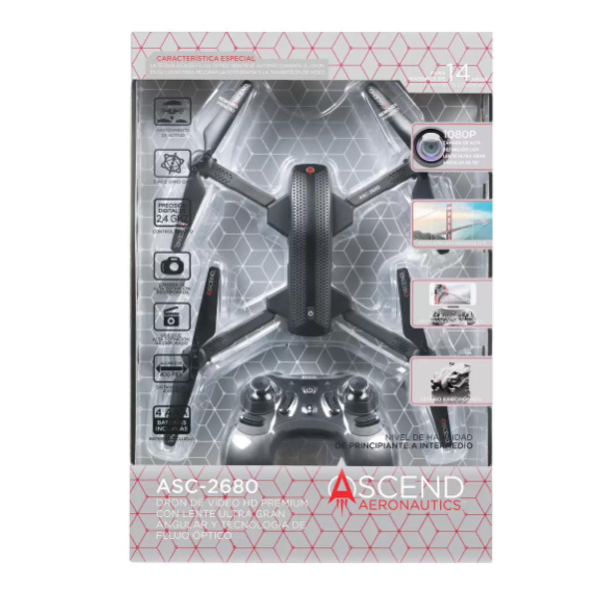 Dron de Vídeo Ascend 1601380 Cámara de Video HD Premium